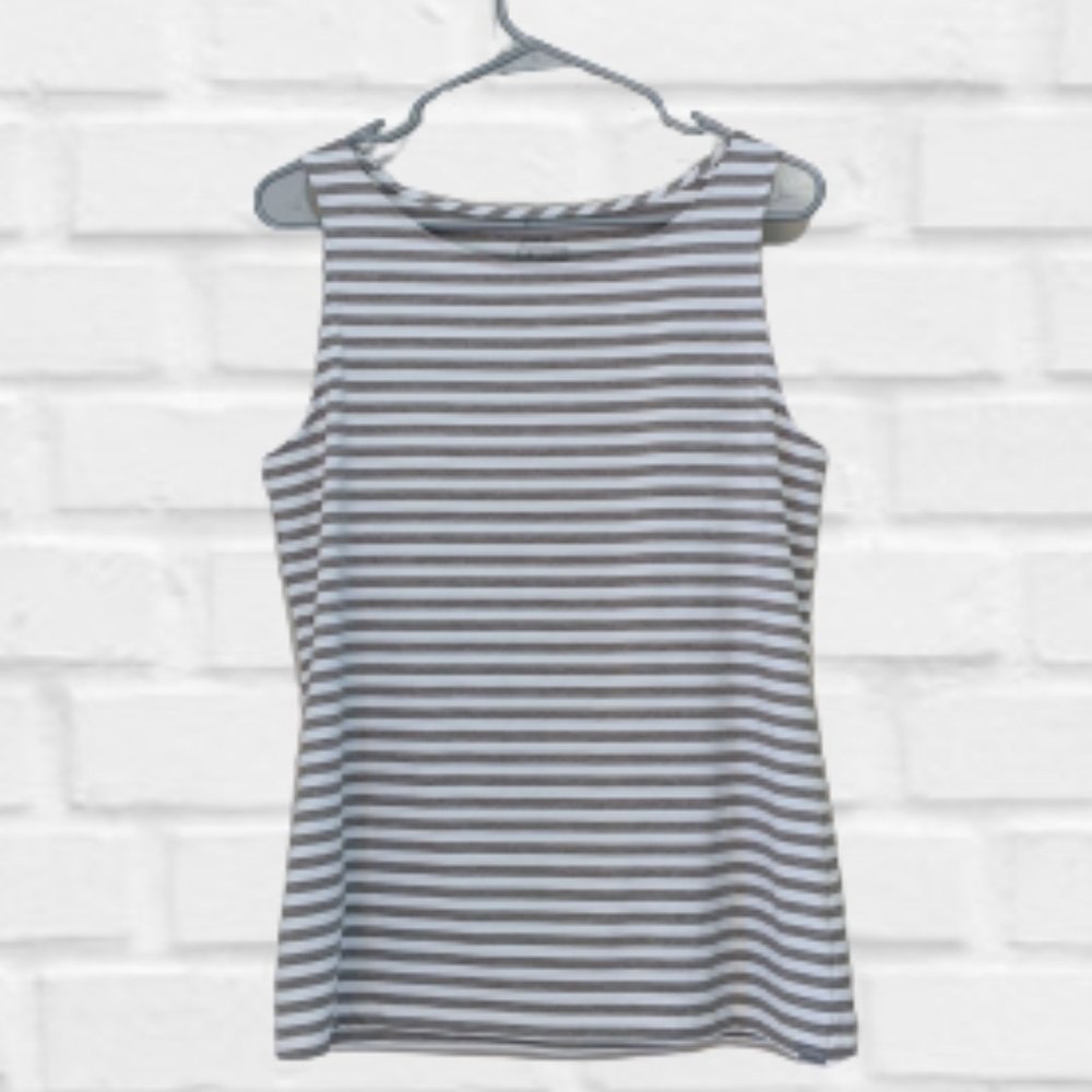 2/$25 Striped White Grey Tank Sleeveless Top